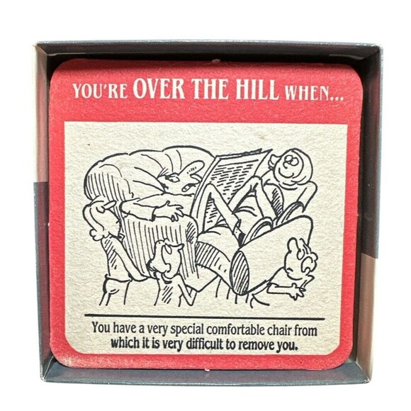 Vintage 1989 "You're OVER THE HILL When..." 16 Cardboard Drink Coasters Beverage - Picture 3 of 4
